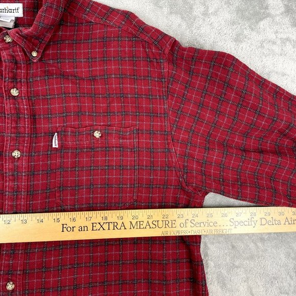 Carhartt Y2K Flannel Mens Plaid Casual Workwear Button Down Long Sleeve Shirt XL - Picture 8 of 8